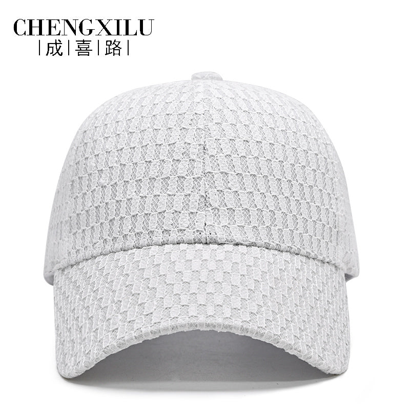Hat Female Summer Thin Mesh Breathable Baseball Cap L Lace Plaid Korean Peaked image 6