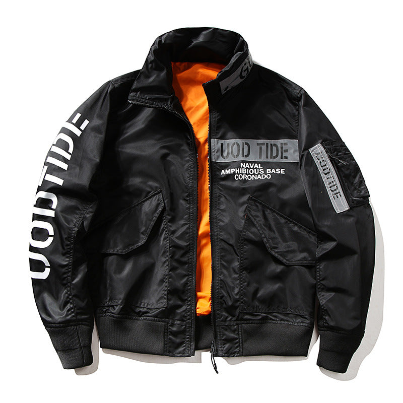 New Hip Hop Jacket Men High Quality Thick Army Navy Military Motorcycle Ma-1 Av image 3