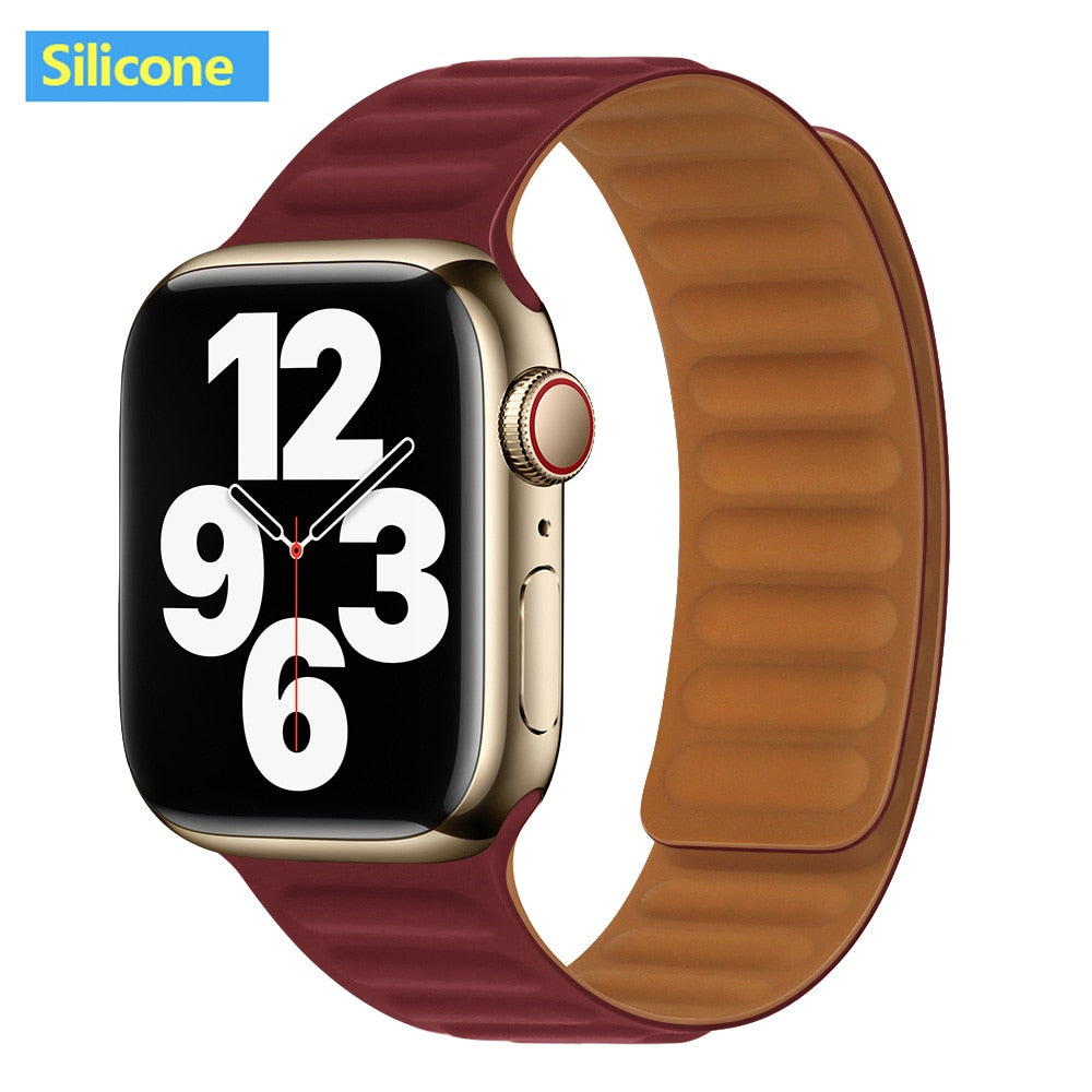 Leather Link For Apple Watch Band 45mm 41mm 44mm 40mm 49mm Original Magnetic Lo image 43