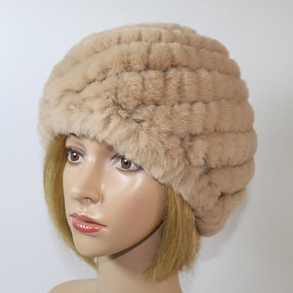 Lady Winter 100% Natural Real Rex Rabbit Fur Hat Women Soft Rex Rabbit Fur Cap  image 33