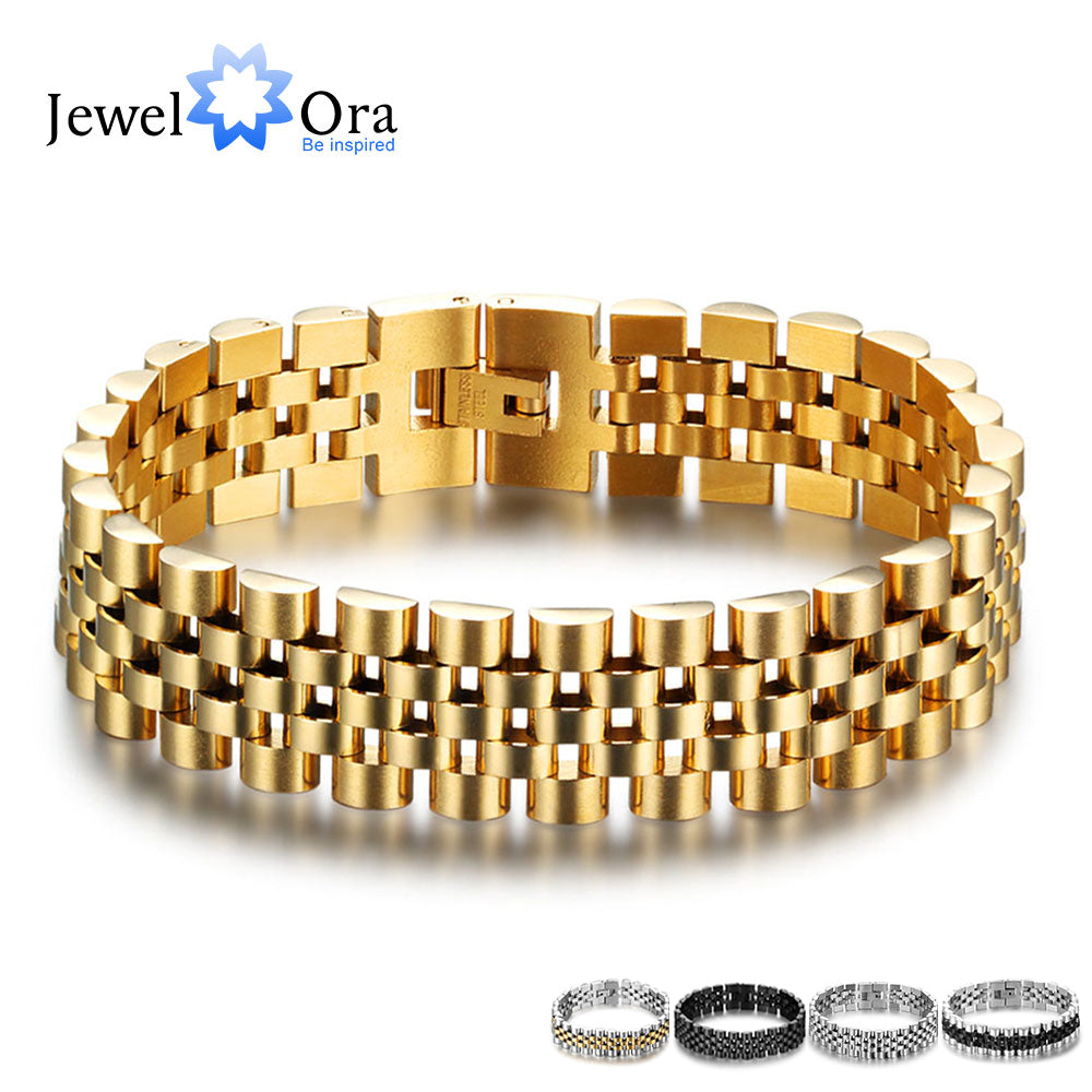 Luxury Gold Color Stainless Steel Bracelet 200mm Wristband Men Jewelry Bracelet image 1