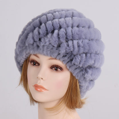 Lady Winter 100% Natural Real Rex Rabbit Fur Hat Women Soft Rex Rabbit Fur Cap  image 3