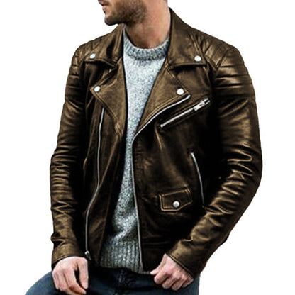 Spring Autumn New Fashion Men Casual Trendy Loose Leather Jacket Coat America image 4