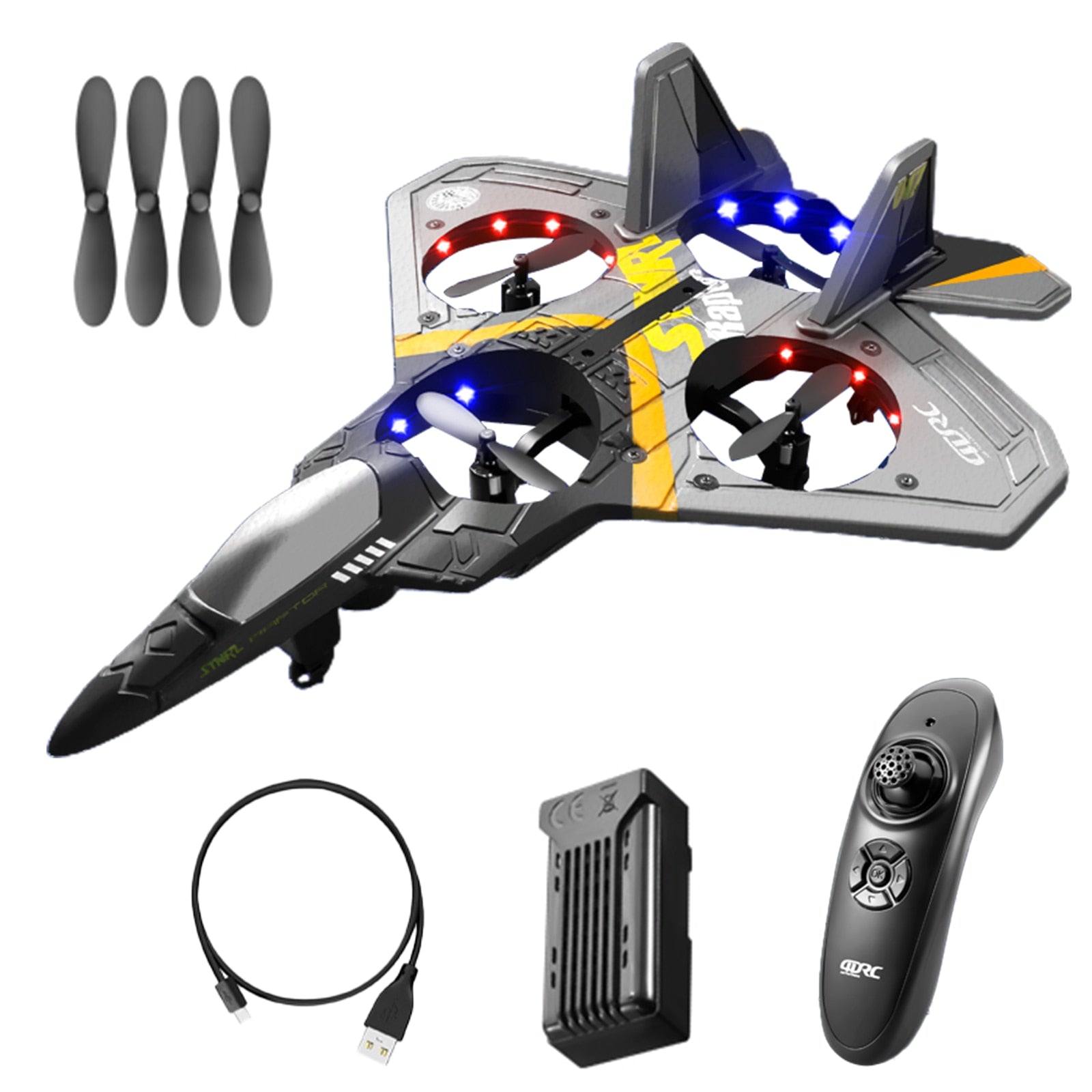 V17 Drone Trick 4 Rotor RC Glider Aircraft EPP Mini Drone LED 2.4G Gravity Sens image 3