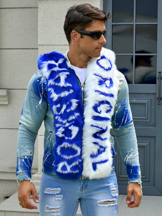 Men fashion stretjacket, full strip printing, fashion wash, has a very fas