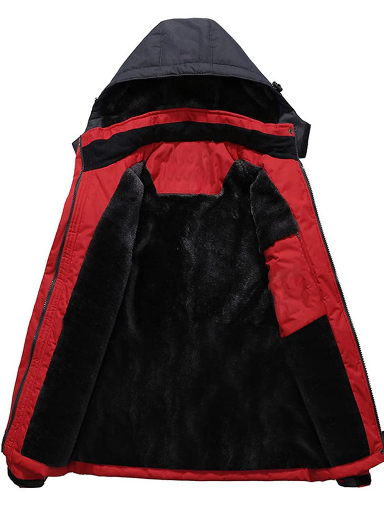 Men's Winter Fleece Lined Thickened Ski Jacket Windproof Waterproof Thermal Par image 6