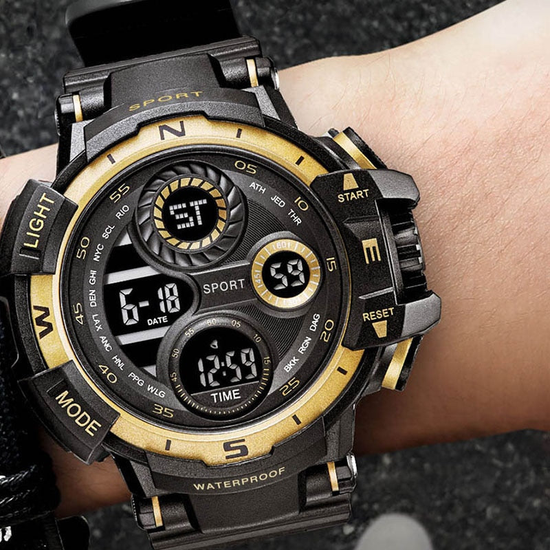 YIKAZE Black Digital Watch for Men Sports Watches Waterproof Outdoor Chronograp image 2