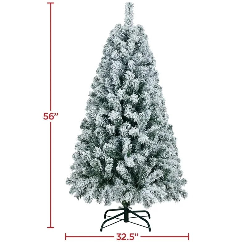 Easyfashion 6 Ft Frosted Artificial Christmas Tree with Stand, Green image 5
