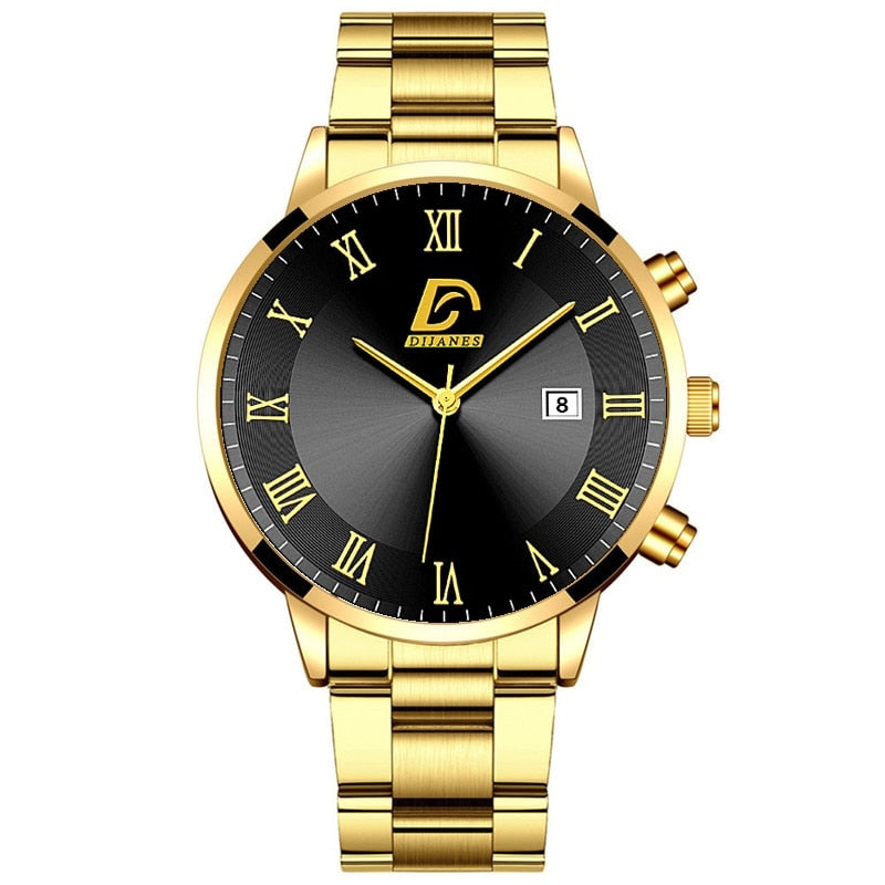 Fashion Mens Gold Stainless Steel Watches Luxury Minimalist Quartz Wrist Watch  image 0