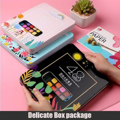 63 Pcs  Watercolor Paint Set 48 Colors Painting Set With Paint Brus image 8