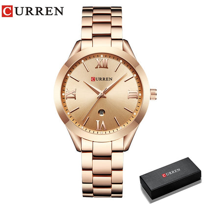 CURREN Gold Watch Women Watches Ladies 9007 Steel Women's Bracelet Watches Fema image 2