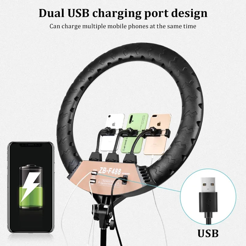 22" LED Light Rings 3200-6500K Color Temperature 0-100% Brightness With 2M Powe image 3