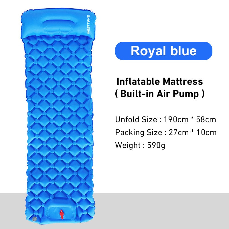 Outdoor Sleeping Pad Camping Inflatable Mattress Built-in Pump Ultralight Air C image 3