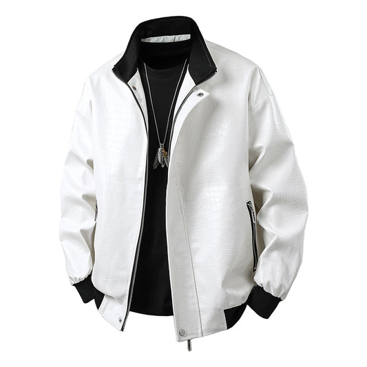 Men Fashion Trend Autumn Winter Outdoor Highquality Imitation Leather Jacket Co