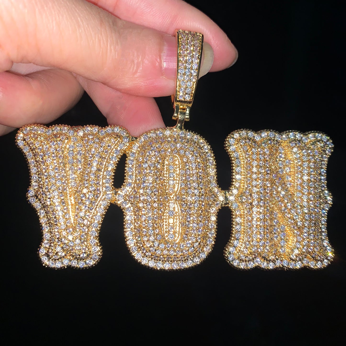 CUC NEW Custom Double Letter Name Pendant With Iced Out Zirconia Gold Silver Co image 9