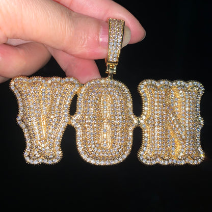 CUC NEW Custom Double Letter Name Pendant With Iced Out Zirconia Gold Silver Co image 9