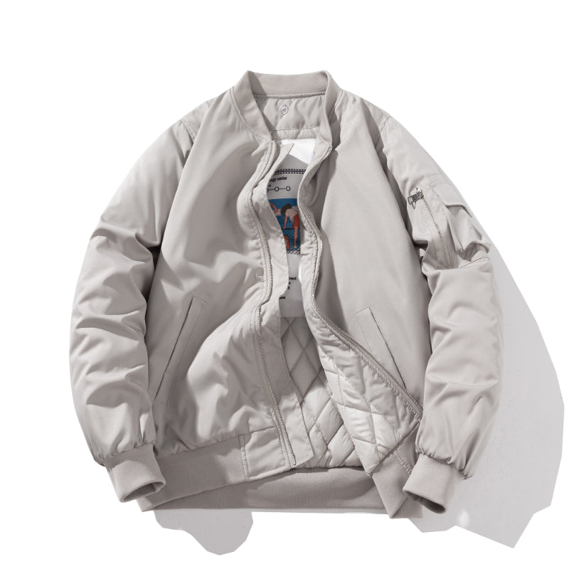 Men Bomber Jacket Autumn Winter Pilot Jacket Women Fashion Solid Baseball Coat  image 2