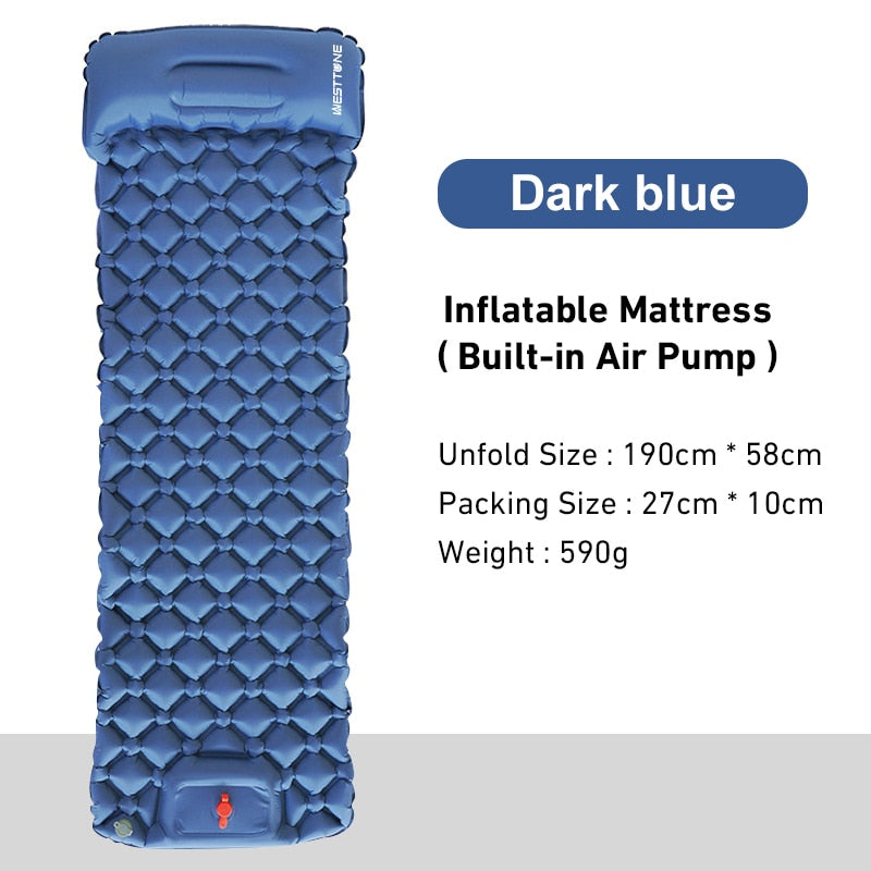 Outdoor Sleeping Pad Camping Inflatable Mattress Built-in Pump Ultralight Air C image 6