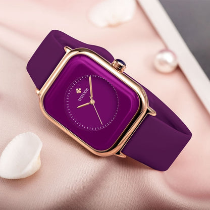 WWOOR Luxury Brand Watches For Women Fashion Square Purple Ladies Quartz Wristw image 7