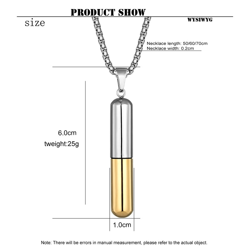 Cylindrical Perfume Box Stainless steel Pendant Pet Urn Necklace Drifting bottl image 8
