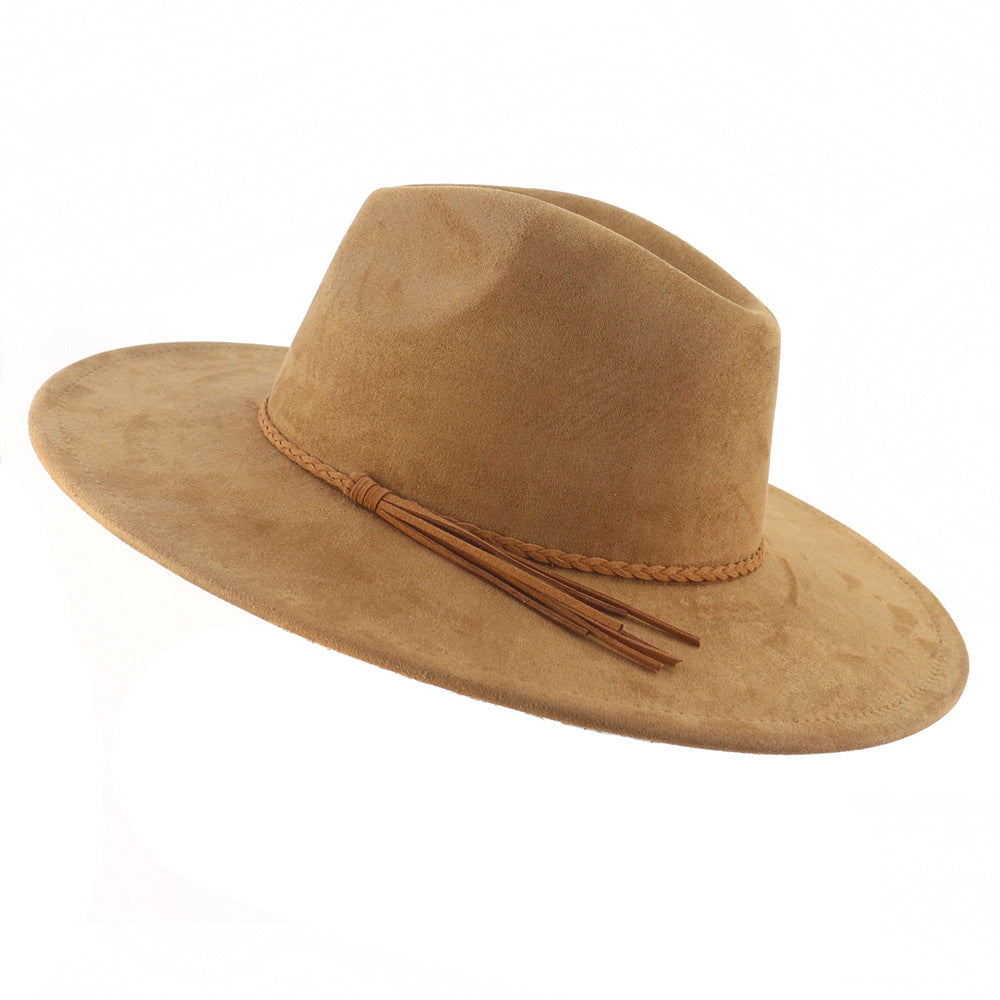 Suede Top Hat 9.5cm Wide Brim Fedora Hat Men Women Autumn Winter Felt Jazz Hats image 34