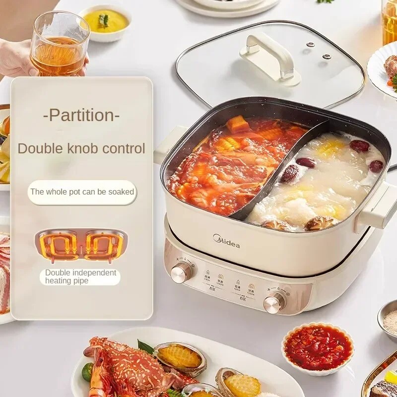 Electric  Pot 5.5L Multi Cooker Electric Frying Pan Double-flavor Chafing Di image 0