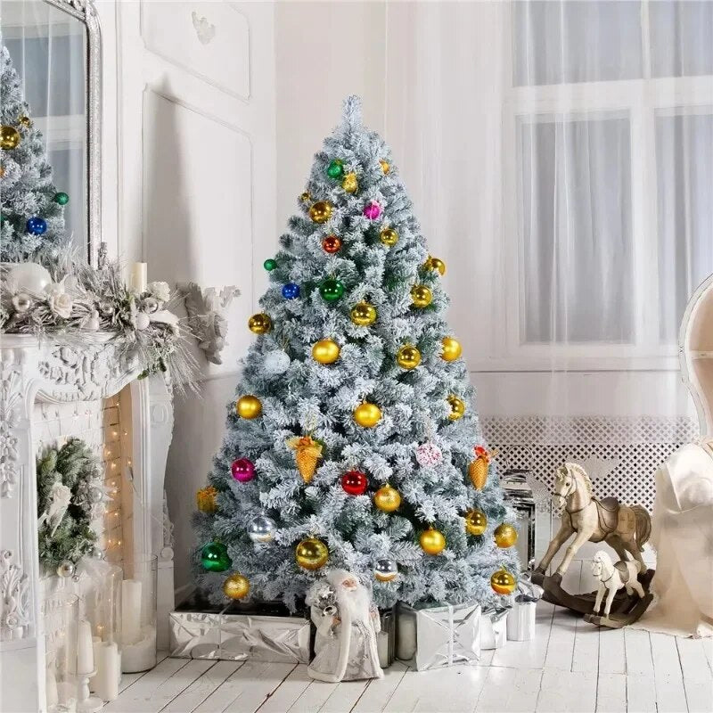 Easyfashion 6 Ft Frosted Artificial Christmas Tree with Stand, Green image 4