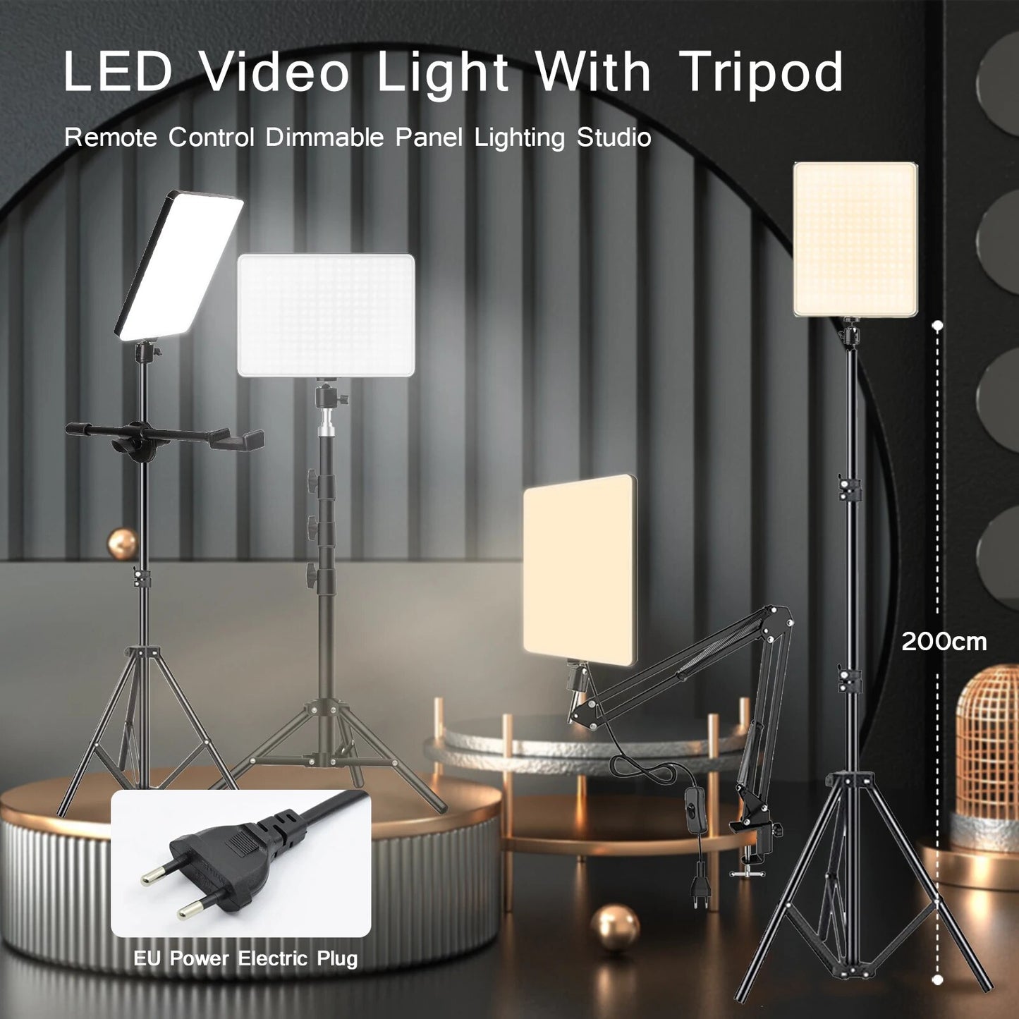 Photo Studio LED 2700k-5700k Video Fill Lamp Light Panel Photography Lighting W image 12