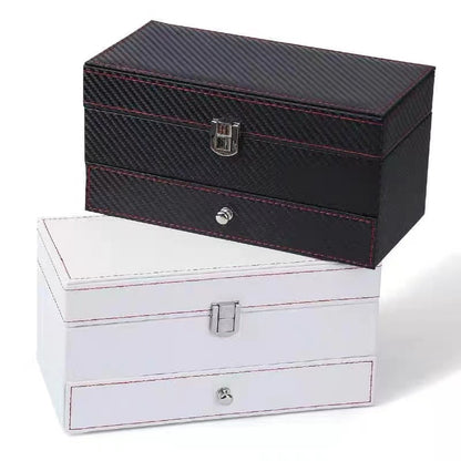 4Grids Double Carbon Fiber Watch Case/ 6Girds Watch Box Holder Organizer Storag image 11