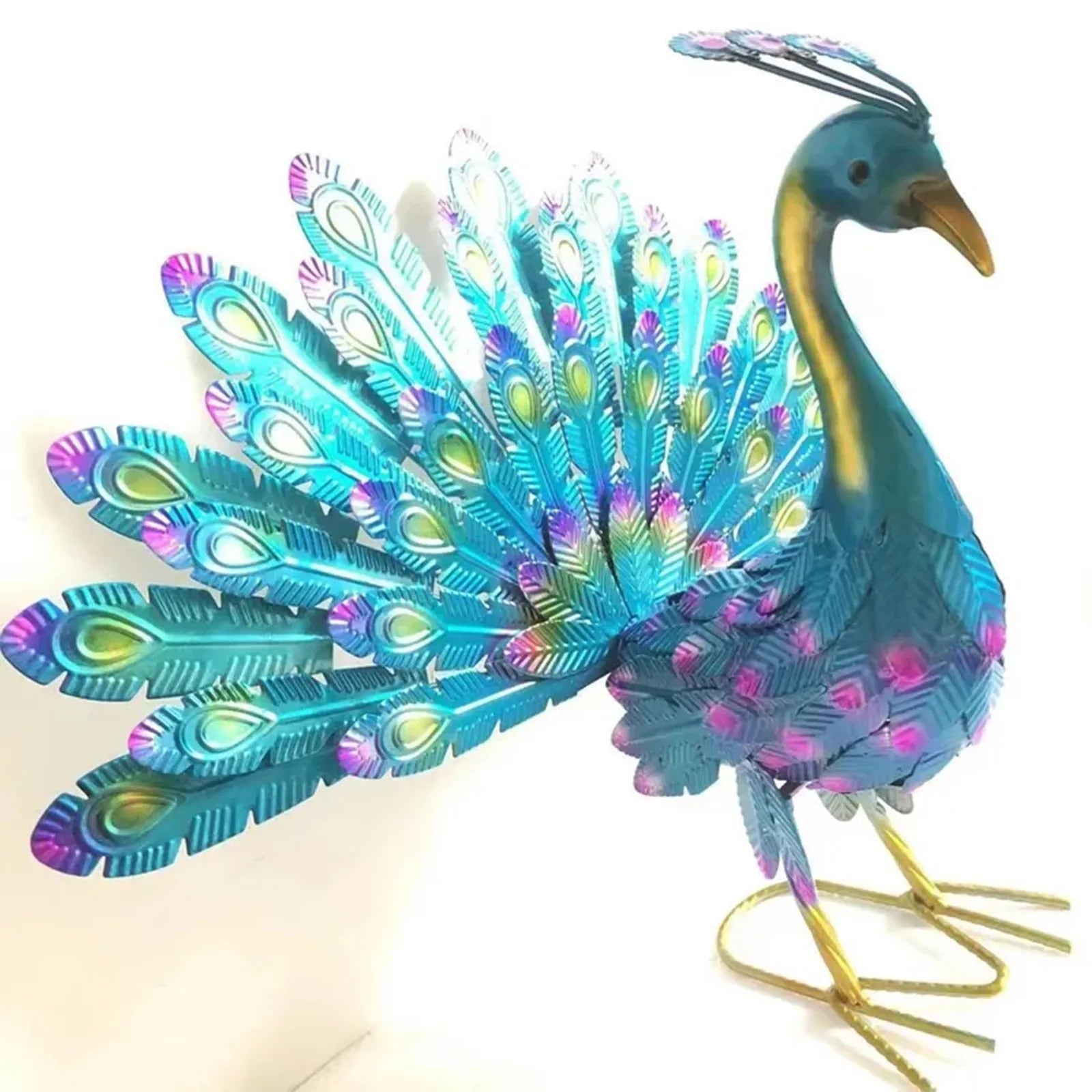 Peacock Statue Sculpture Handmade Crafts Ornament Animal Figurine Standing Post image 3
