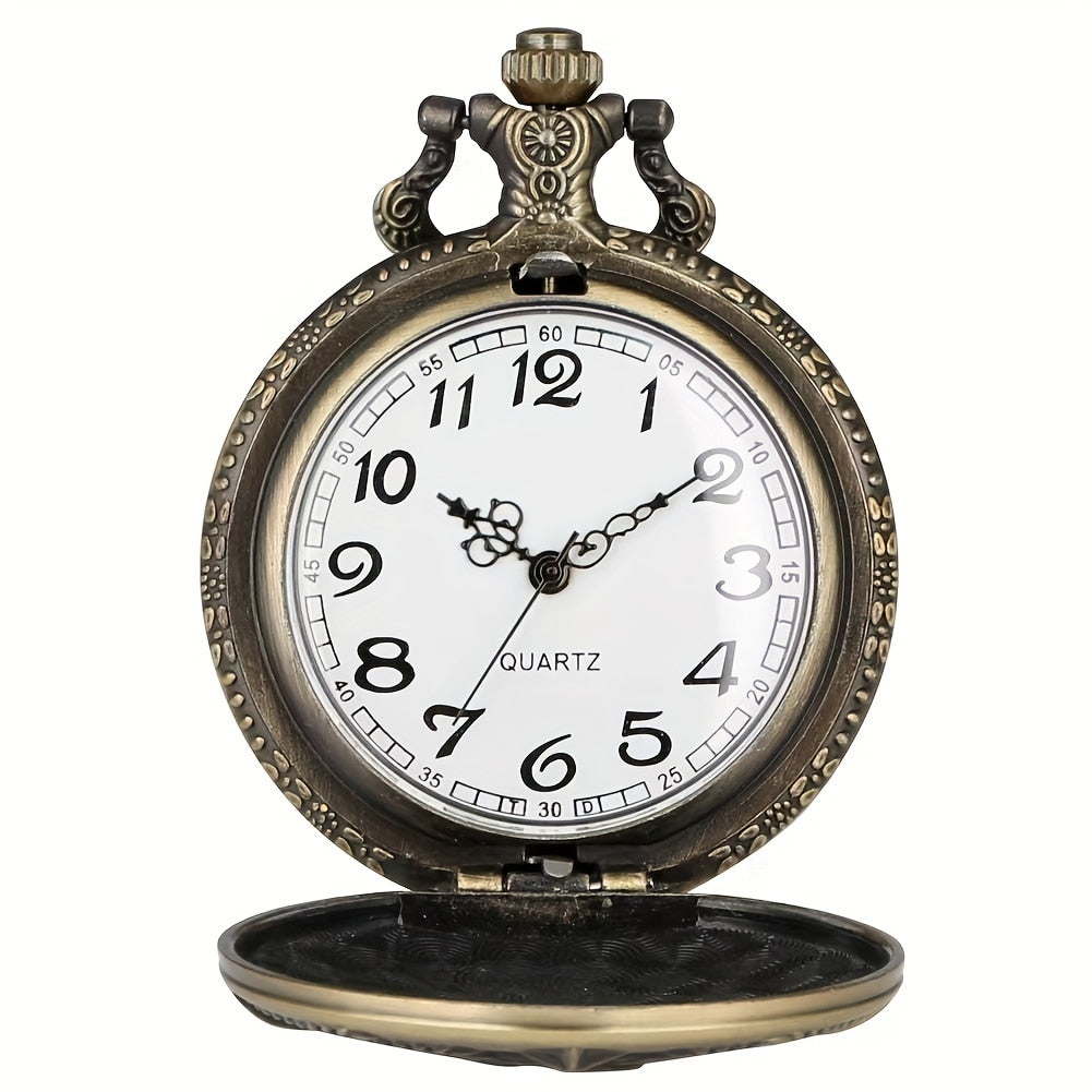 Antique Bronze Bitcoin Pattern Quartz Pocket Watch Exquisite Engraving Souvenir image 4