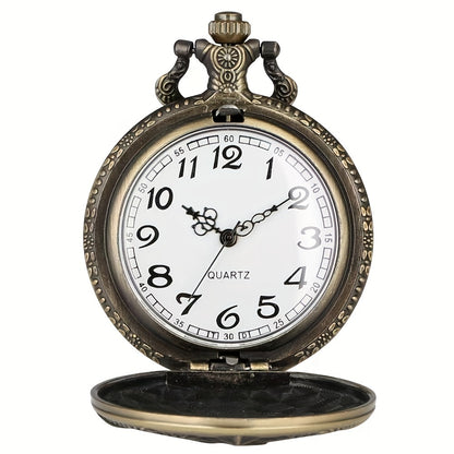 Antique Bronze Bitcoin Pattern Quartz Pocket Watch Exquisite Engraving Souvenir image 4