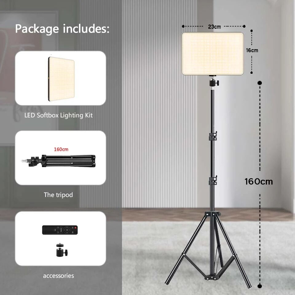 Po Studio LED 2700k-5700k Video Fill Lamp Light Panel Pography Lighting W image 2