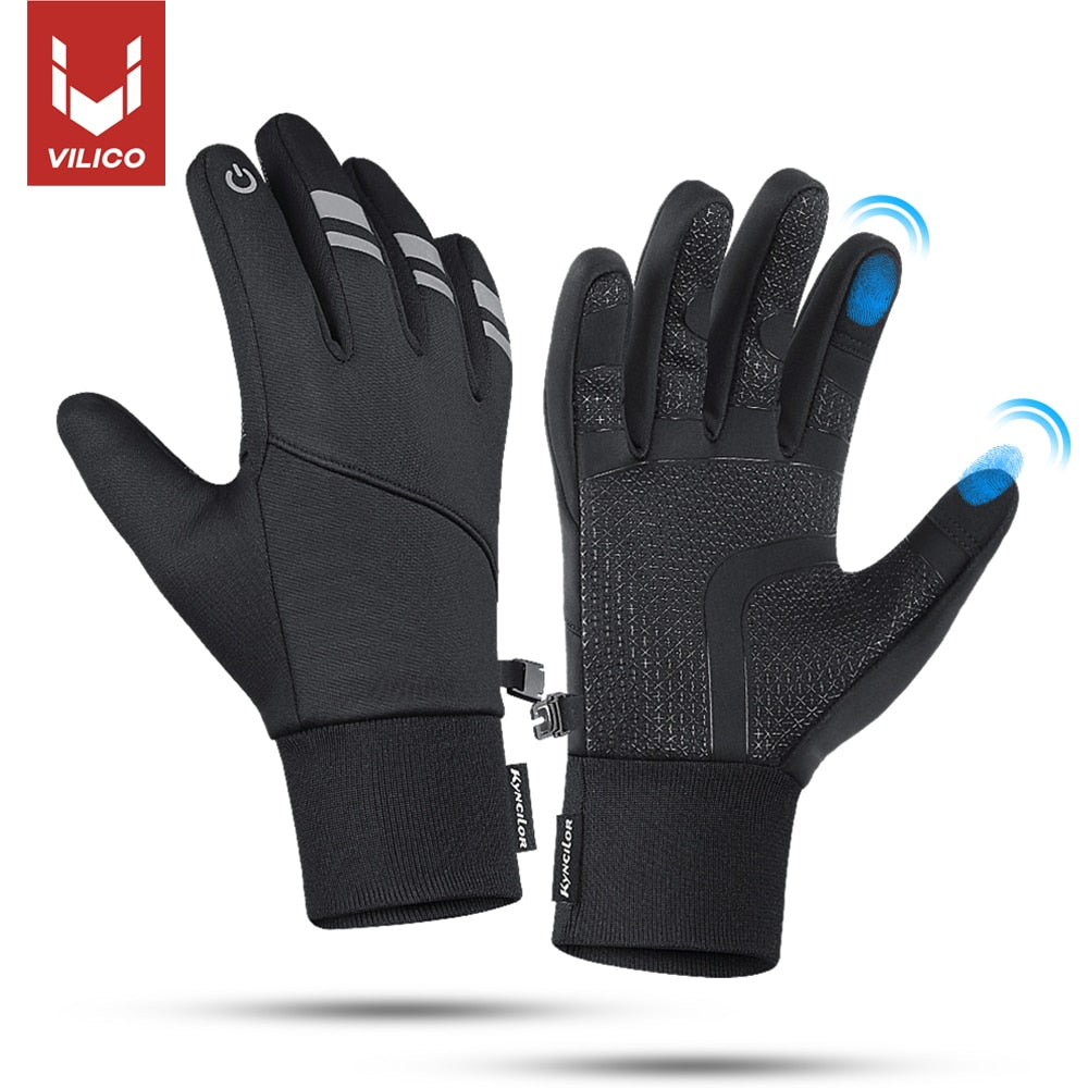 Winter Outdoor Cycling Gloves Thicken Warm Windproof Breathable Touch Screen Si image 1