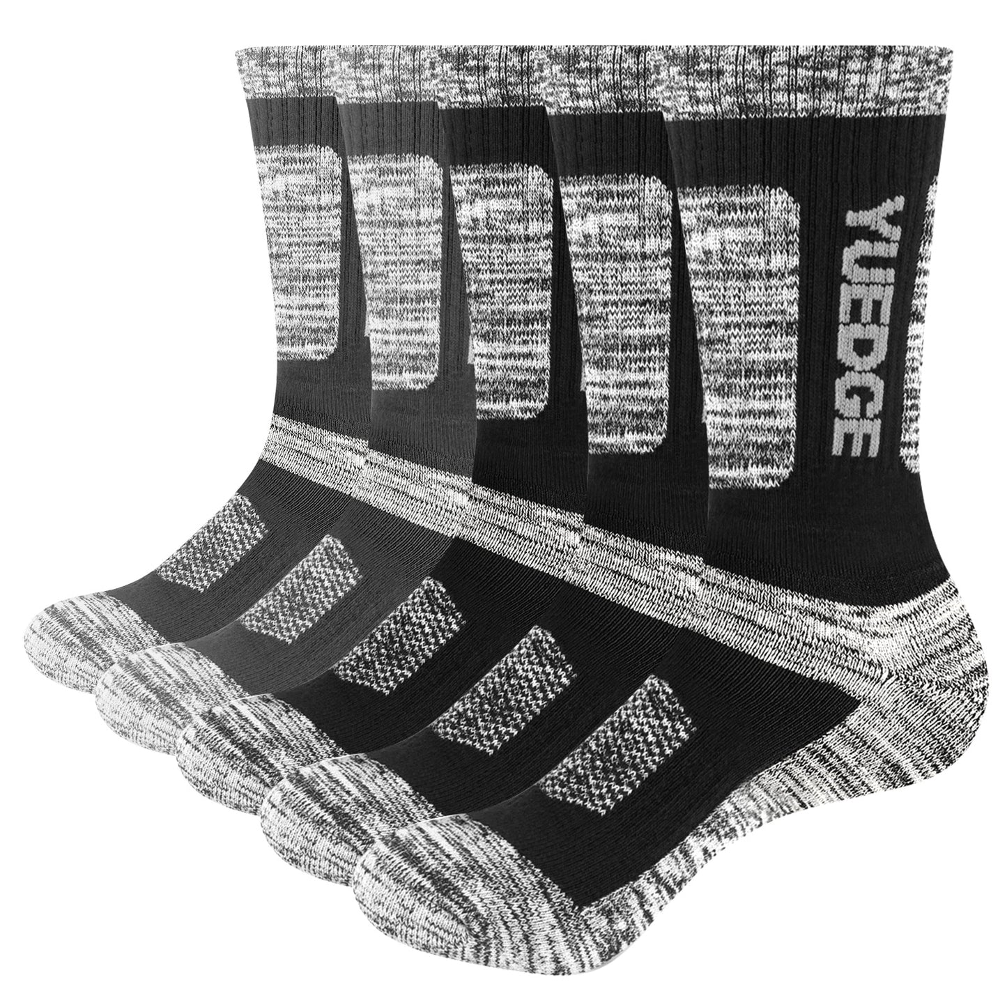 YUEDGE Men's Moisture Wicking Cushioned Thick Sports Athletic Crew Socks Mid Cal image 2