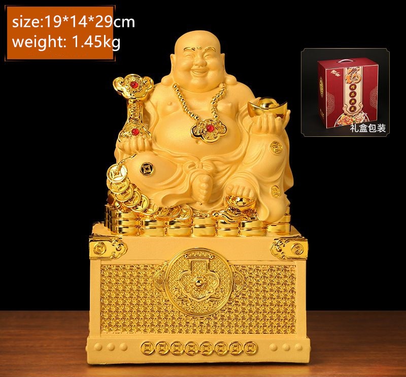 Laughing Buddha's Decoration To Piggy Bank Fortune Resin sculptureHandmade Stat image 1