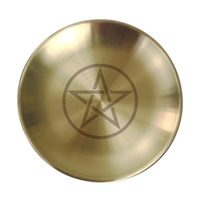 Pagan Ritual Tray Altar Pentagram Plate Crystal Stone Shelves Candle Holder Inc image 5
