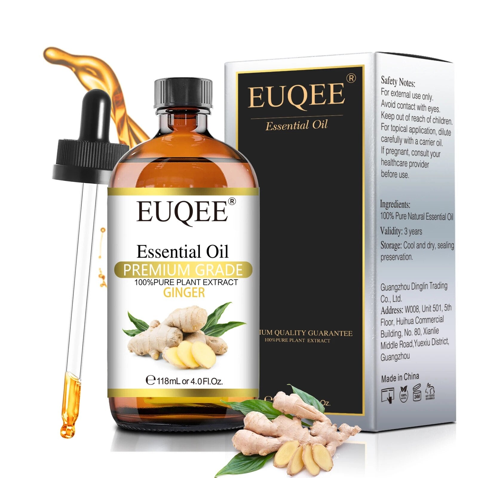 EUQEE 118ML with Dropper Ginger Lavender Essential Oil For Humidifier Diffuser image 1