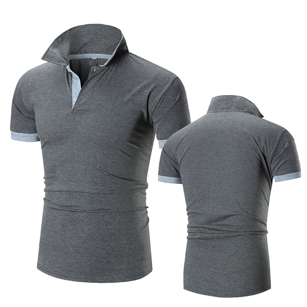 Summer New Men's Collar Hollow Short-sleeved Polo Shirt Breathable Business Fas