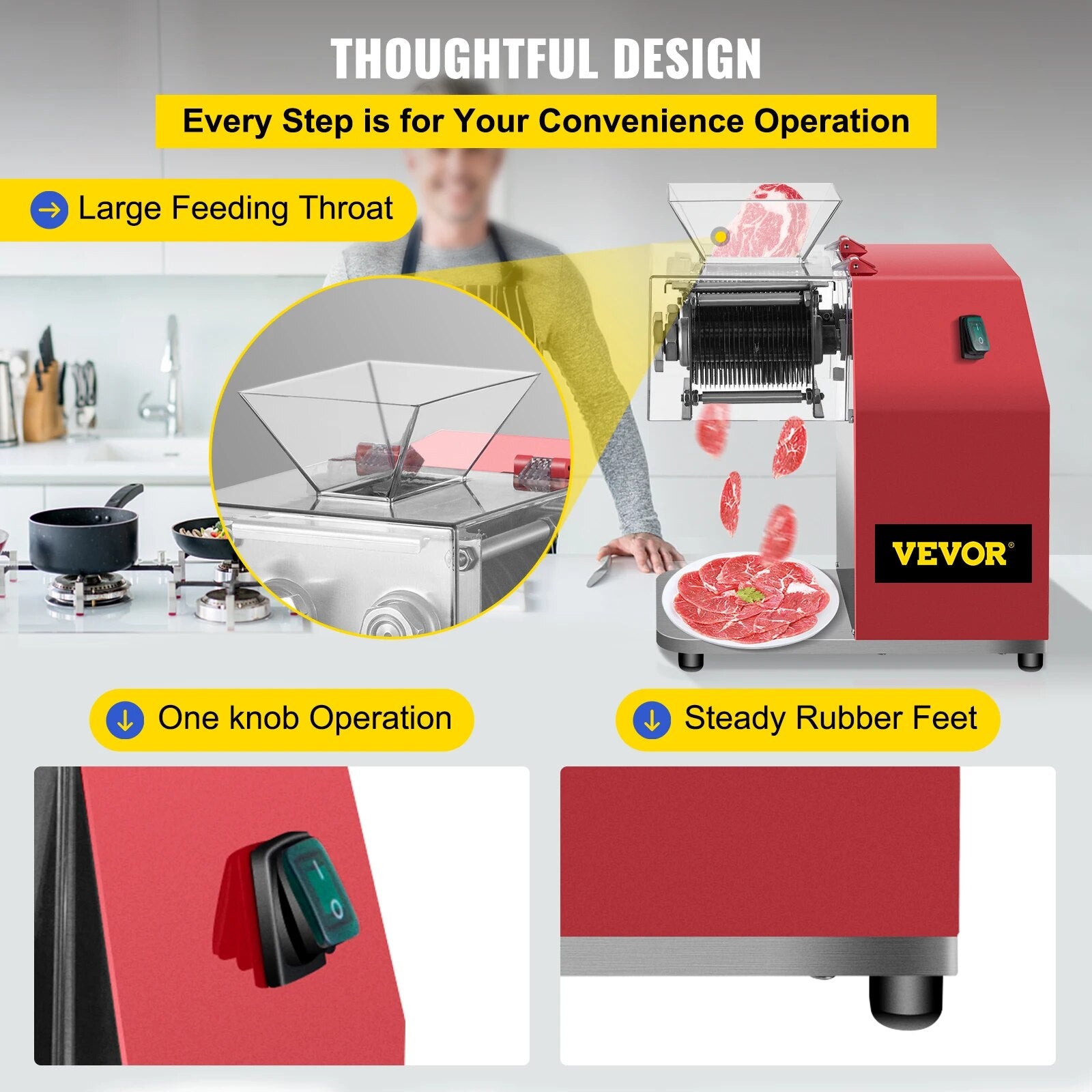 VEVOR 250kg/H Commercial Electric Meat Slicer Grinder Vegetable Cutter Shred Ma image 5