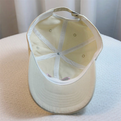 Sweet Bowknot Embroidery Baseball Hat For Women Solid Color Korean Girl Peaked image 6