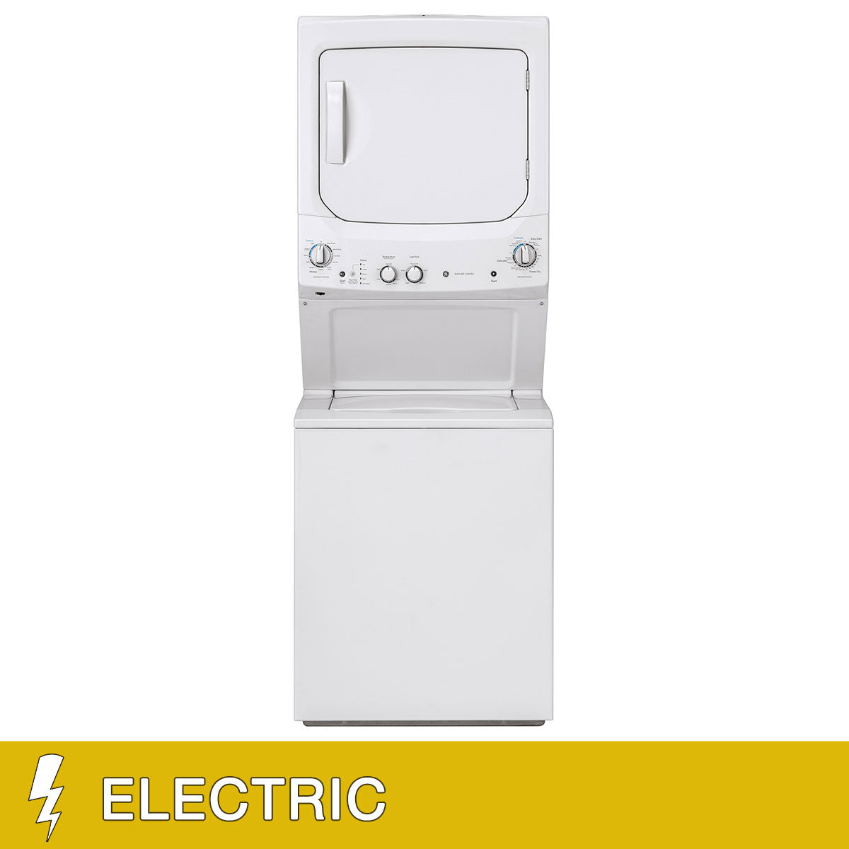 GE Unitized Spacemaker 3.8 cu. ft. Washer and 5.9 cu. ft. ELECTRIC Dryer in Whi image 1