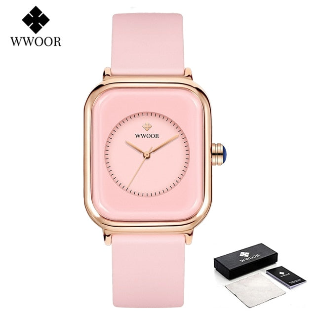 WWOOR Luxury Brand Watches For Women Fashion Square Purple Ladies Quartz Wristw image 5