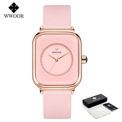WWOOR Luxury Brand Watches For Women Fashion Square Purple Ladies Quartz Wristw image 5