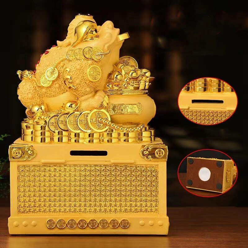 Mascot Golden Toad Piggy Bank Large Capacity Fortune Gathering Box  Luxury Home image 3