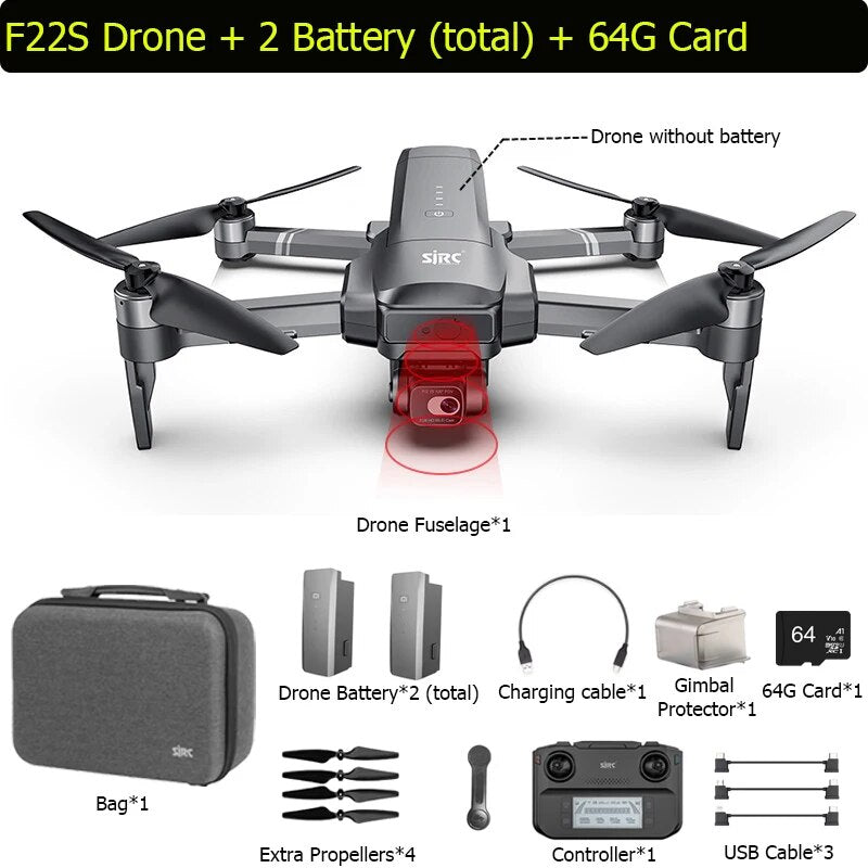 SJRC F22S 4K PRO GPS Drone With Camera Obstacle Avoidance 2-Axis Brushless RC Q image 4