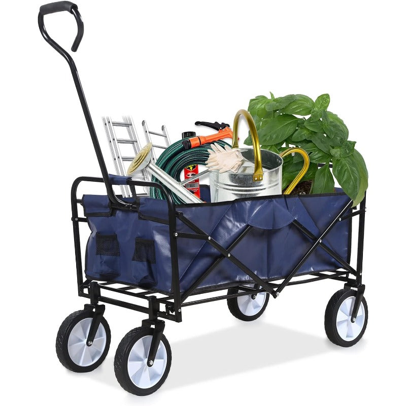 Rolling Collapsible Garden Cart Camping Wagon, with 360 Degree Swivel Wheels &