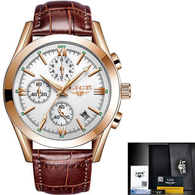 New Fashion Mens Watches Top Brand Luxury Military Quartz Watch Man Premium Lea image 2