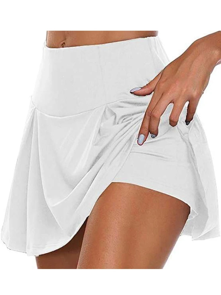 2023 Summer Womenports Tennis Dance Fitness Short Skirts Quick Drying Solid F