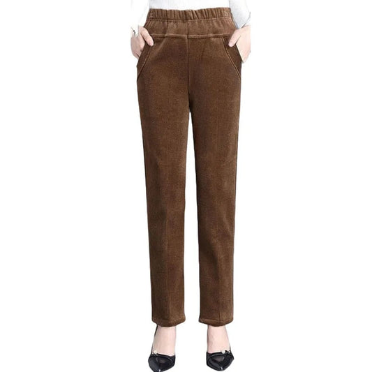 Plush Thick Casual Pants Fleece Pencil Pants Women Warm High Waist P